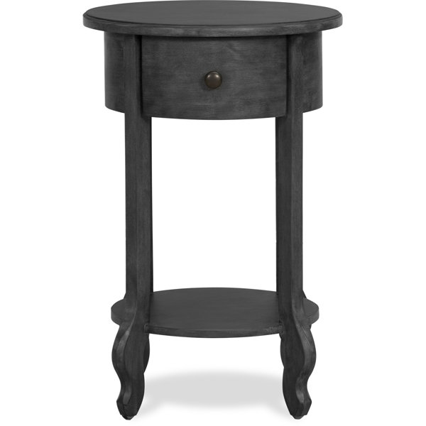Charlton Home® Kerr James Round Wooden Accent Side Table with 1Drawer
